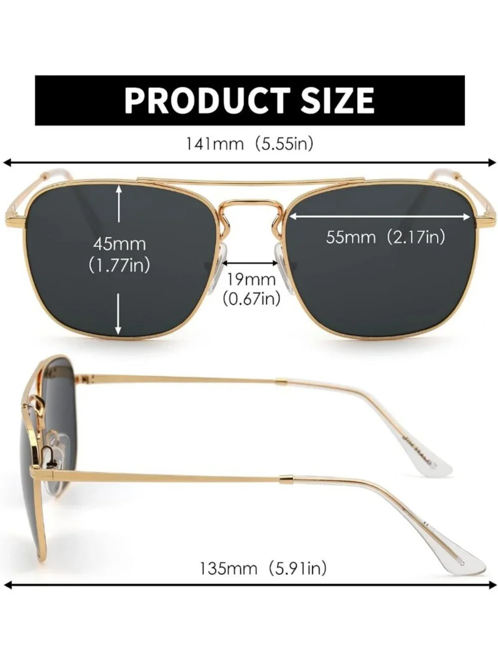 Retro Square Aviator Sunglasses for Men & Women | Premium Glass Lens, UV